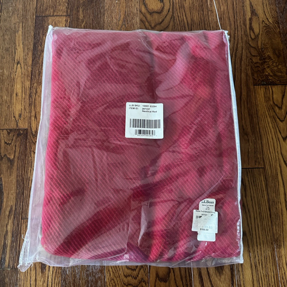 L.L. Bean Maine Twill Blanket King Red Lightweight 100% Cotton Made in USA New - Picture 3 of 7